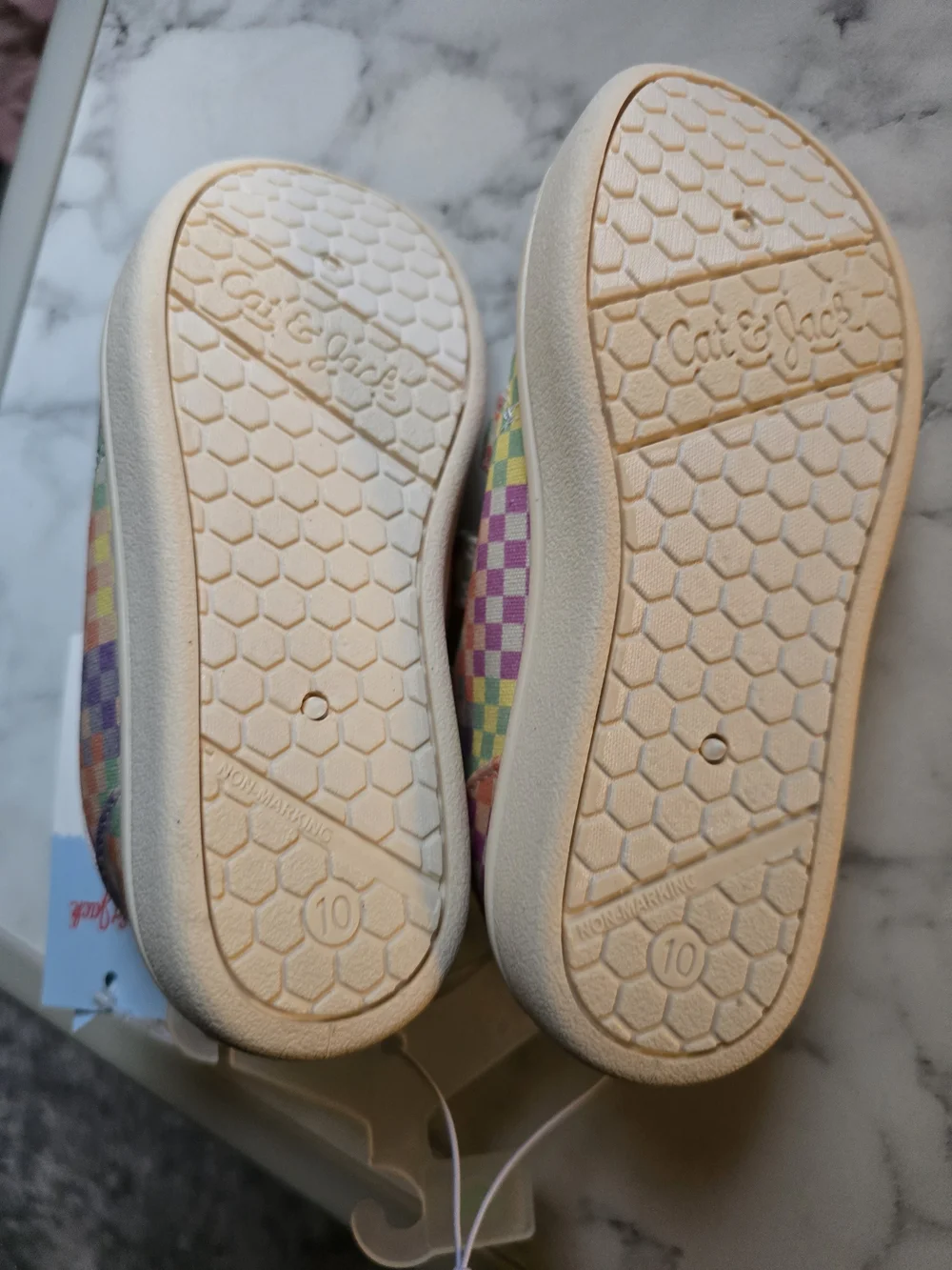 Cat & Jack Girls Pastel Check Velcro Sneakers Multicolor Size 10